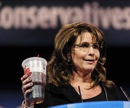 Sarah Palin með big gulp